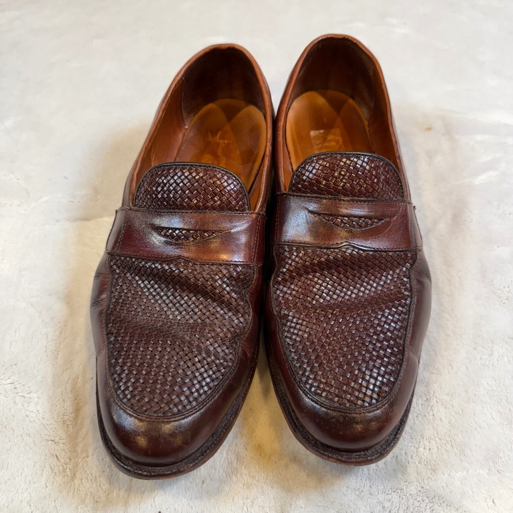 Allen Edmonds Mens Woven Leather Penny Loafers Brown 11.5 3E 1088 48549A - Picture 3 of 6